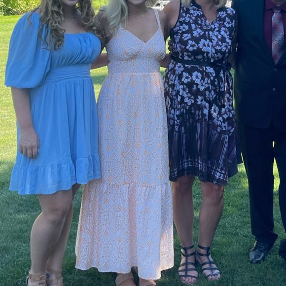 GORGEOUS Orange/ White Dress from Loft, Perfect for Wedding - Picture 6 of 9